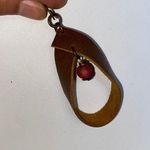 NWOT Women's Brown Faux Leather Hoop Beaded Drop Dangle Earrings Photo 1