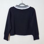 Rampage Cropped Black V-Neck Varsity Sweatshirt Size Large NWT Photo 2