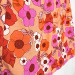 Urban Outfitters  Rosie Notched Pelmet Linen Floral Mini Skirt Orange Size Medium Photo 3