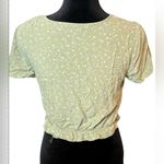 SO () Green Floral Cinch Babydoll Top: Size Medium Photo 1