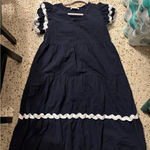 White closet elements cotton navy dress white trim large Photo 5
