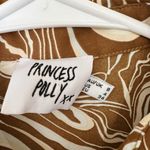 Princess Polly Marble Mae Button Up Satin Shirt Multicolor Brown/Tan Size 4 Photo 3