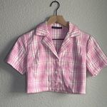 Brandy Melville  Plaid Vivian Cropped Button Top Photo 0