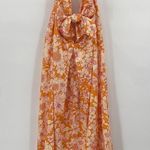 J.Crew Floral Print Sundress Tie Front Crossback Cotton Midi Dress Orange White Photo 3