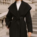 Cuyana  wool drape collar wrap coat black size large minimalist quiet luxury Photo 0