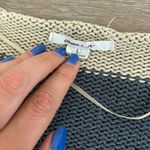 O'Neill Sweater Womens Size L Blue Cream Stripe Crochet Y2K Beachy Coastal Boho Photo 9