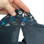 Adiva Black Lace Mock Neck Sheer Yoke Knit Sleeveless Blouse Size M Photo 3