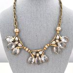 J.Crew  Clear Rhinestone Triad Statement Necklace Antique Brass Photo 0