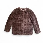 Chocolate Brown Faux Fur Grid Coat – Soft Plush Jacket, Size XS, Elegant & Cozy Photo 4