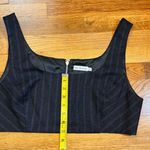 Avec Les Filles Womens XL Pin Stripe Suit Sleeveless Zip Crop Top Corporatecore Photo 3
