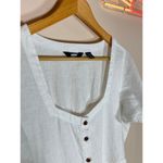 Lands' End Women's Petite Linen Sweetheart Button Front Midi Dress Flutter Sleeve Small Photo 4