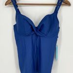 BIRDSONG BARE NECESSITIES NWT Dori Underwire Wrap Tankini Top Size 32DD Blue Photo 0