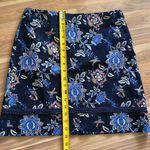 Loft Skirt Womens Size 4 Navy Blue Floral Print Tapestry A-Line Stretch Lined Photo 5