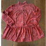 LOGO By Lori Goldstein LOGO Lori Goldstein Blouse Stretch Woven Button Women's Mosaic Red Stretch Photo 6