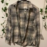 American Eagle Slim Fit Cream and Grey Flannel Cardigan Top Size M Photo 0