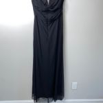 Betsy and Adam  Black Strapless Beaded Sweetheart Slit Formal Gown Prom Dress 12 Photo 6