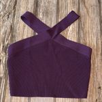 Babaton  sculpt purple knit ribbed sweater crop crossover stretch medium plum Photo 1