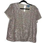 CeCe  Sequin Short-Sleeve Blouse 14 Multicolor Holiday New Years Festive Sparkle Photo 0