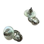 VINTAGE Faux Pearl and Rhinestone? Stud Earrings with Crossover Detail Silver Photo 1