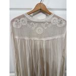Free People To the Sea Lace Cream Oversized Long-Sleeve Henley Blouse Top, M Photo 8