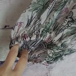 Karen Kane  SHEER LIGHTWEIGHT COTTON ZEBRA PALM TREE NATURE PRINTED TASSEL BLOUSE Photo 4