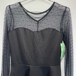 Rock Steady Black Sheer Polka Dot Lace Sweetheart Bodice Rockabilly Peplum Top Size M Photo 2