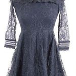 Lovers + Friends  Cass Dress Size Small Lace Off the Shoulder Blue Gray Sz S Photo 0
