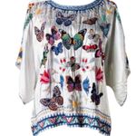 Johnny Was Vanny heavily Embroidered Satin Butterfly Blouse NWT Photo 1