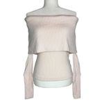 Free People Snow Bunny Off Shoulder Top Small Blush Pink Soft Knit NWT Photo 3