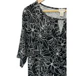 Chico's  Black Tropical Sailboat Print T-Shirt Dress Keyhole Neck Stretch Medium Photo 3