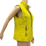 GH Bass and Co Quilted Vest Chartreuse Zip Front Fleece Collar Zip Pocket Medium Yellow Photo 4