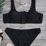 Zaful Black Zip Front Bikini Top Photo 0