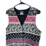 Vintage Southern Lady Knit Sweater Vest Sleeveless 100% Acrylic Black Pink Beige Photo 1