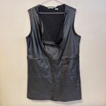 Max Studio M Faux Leather Suede Zip Sleeveless Vest Dress Black Womens Size M Size M Photo 2