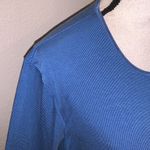 JM Collection  blue ribbed long sleeve top Photo 2