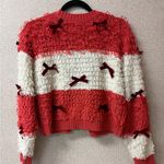 Mighty fine Mighty Fine Womens Medium Lumpy Orange Knit Short Open Front Cardigan coquette Photo 4