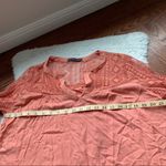 ⭐️ Peach Orange Long Sleeve Lace Inset V Neck Blouse Pink Photo 4