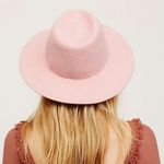 Free People Wythe Leather Band Felt Pink Hat Peony Photo 5
