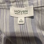 Haven Well Within Women's Striped Pajama Set XL Blue White Organic Cotton Photo 13