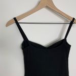 Reformation  Black Ribbed Knit MENA Ruched Bust Bodycon Stretch Midi LBD Dress Sm Photo 4