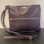 GiGi New York Purple Crossbody Bag Python Embossed Faux Leather Small Purse Photo 0