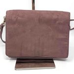 H&M Brown Mauve Suede Fabric Magnetic Flap Crossbody Handbag Photo 7