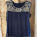 THML Blue and White Embellished Sleeveless Blouse Photo 0
