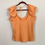 Free People ‎ Taupe Orange Puff Sleeve Tie Back Slim Top NWT Size Large Photo 1