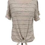 Bohme  White & Grey Tie Scoop Neck Blouse Photo 0