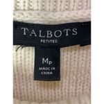 Talbots -3.  Women's Velvet Detail Cable Knit Sweater Off-White Black Medium Peti Photo 1