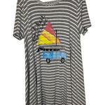 Judith March  Women's Top Striped Bed Hair‎ Don't Care Graphic Short Sleeve Small Photo 0