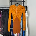 Marni Long Sleeve Lace & Ribbed Wool Mini Dress Gold Brown Orange Size XS Photo 2