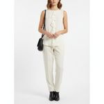 Theory  100% Silk Ivory Cream Sleeveless Ruffle Front Button Up Blouse Top S Photo 6