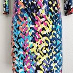 Trina Turk  Dominica multicolor print 3/4 sleeve shift dress 8 Casual Office Photo 5